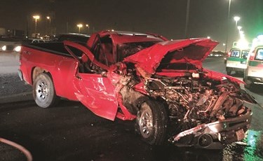 السيارة الثانية في حادث السادس تعرضت لتلفيات جسيمة﻿
