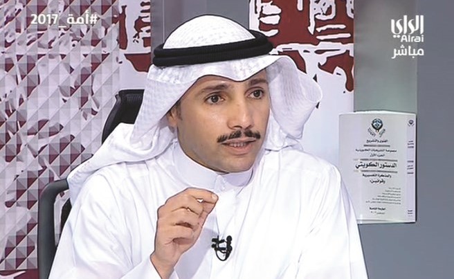 رئيس مجلس الامة متحدثا خلال لقائه التلفزيوني على شاشة الراي امس﻿