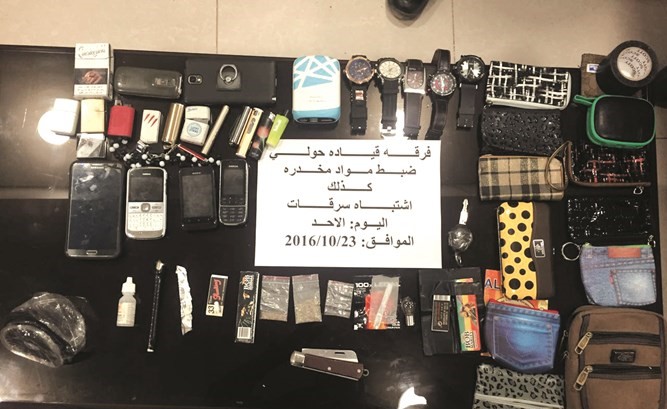 المضبوطات التي عثر عليها رجال امن حولي بحوزة الوافدين﻿