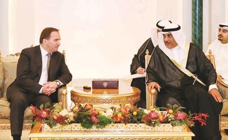 الشيخ صباح الخالد مستقبلا رئيس وزراء السويد ستيفان لوفين ﻿