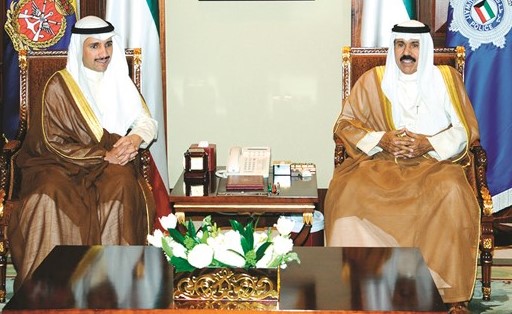 سمو ولي العهد الشيخ نواف الاحمد مستقبلا مرزوق الغانم﻿