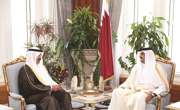 صاحب السمو الشيخ تميم بن حمد خلال استقباله الشيخ محمد الخالد ﻿