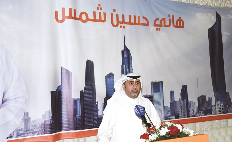 هاني شمس متحدثا خلال حفل الاستقبال﻿