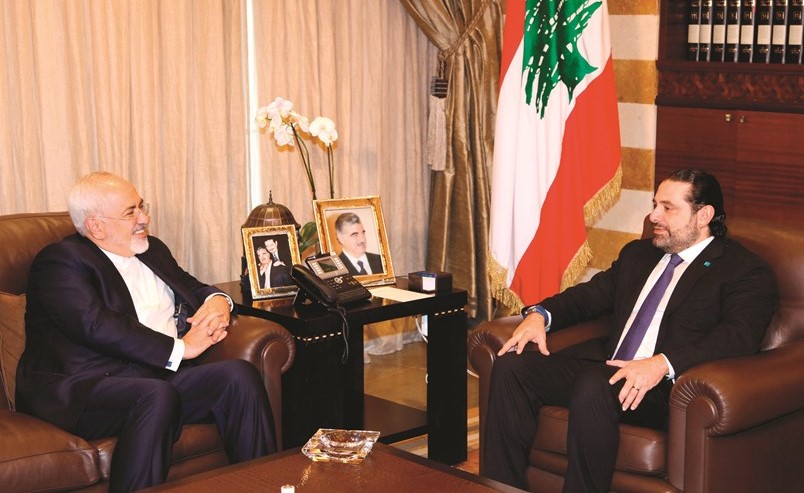 الرئيس سعد الحريري مستقبلا وزير الخارجية الايراني محمد جواد ظريف	(محمود الطويل)﻿