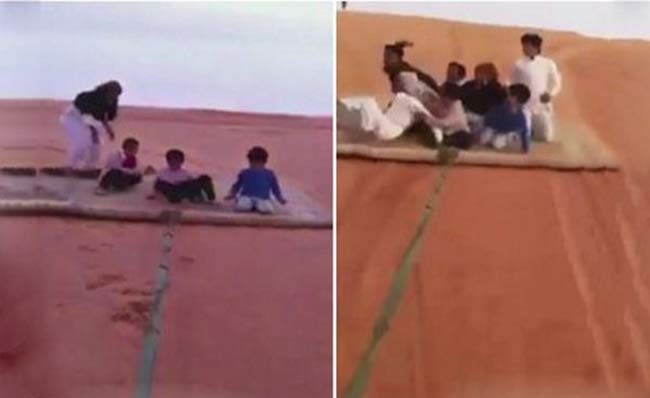 بالفيديو.. شاهد كيف انتهت مغامرة تزلج سعوديون على الرمال ؟