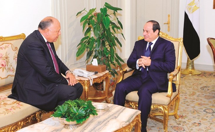 الرئيس عبدالفتاح السيسي مستقبلا سامح شكري﻿