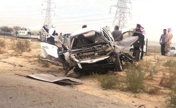 المركبة وقد تهشمت جراء الحادث﻿