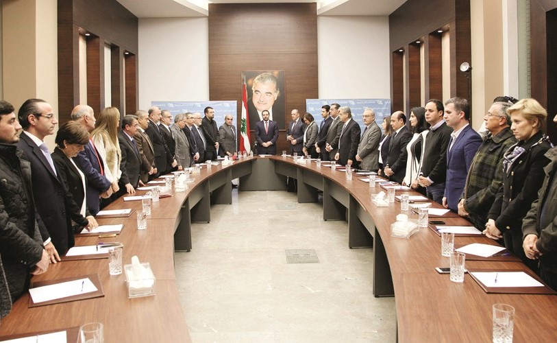 الرئيس المكلف سعد الحريري خلال الاجتماع الأول في بيت الوسط للمكتب السياسي في تيار المستقبل بعد المؤتمر العام الثاني	(محمود الطويل)﻿