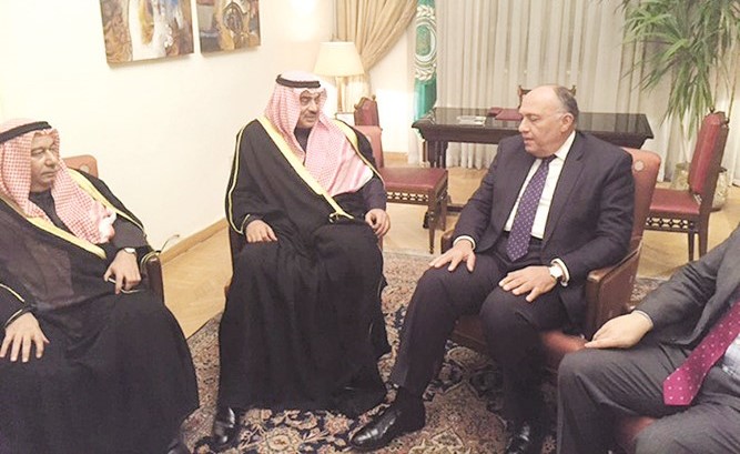 الشيخ صباح الخالد ووزير خارجية مصر سامح شكري ﻿