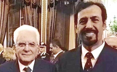 الرئيس الايطالي سيرجو ماتاريللا والسفير الشيخ علي الخالد﻿