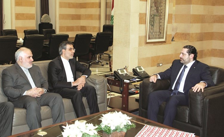 رئيس مجلس الوزراء سعد الحريري مستقبلا مستشار وزير الخارجية الإيراني للشؤون العربية والإفريقية حسين جابر أنصاري في حضور السفير الايراني محمد فتح علي في السراي الحكومي 	(محمود الطويل) ﻿