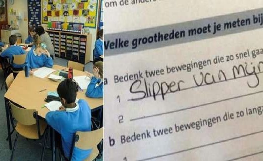 صورة: هولندا تتداول إجابة طفل عربي في الامتحان عن "حذاء أمه السريع"