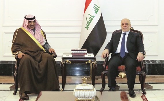 الشيخ صباح الخالد ورئيس الوزراء العراقي حيدر العبادي﻿