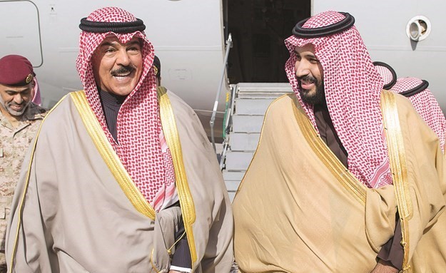 صاحب السمو الملكي الأمير محمد بن سلمان في استقبال الشيخ محمد الخالد لدى وصوله الى الرياض﻿