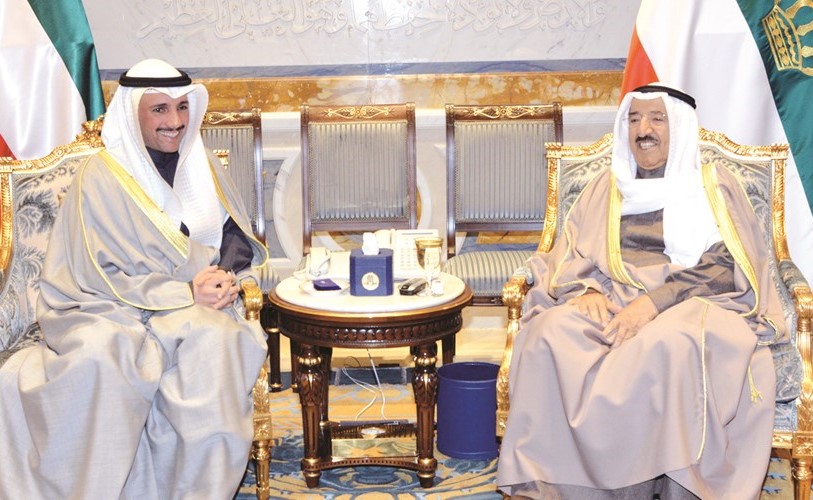 صاحب السمو الأمير الشيخ صباح الأحمد مستقبلا مرزوق الغانم﻿