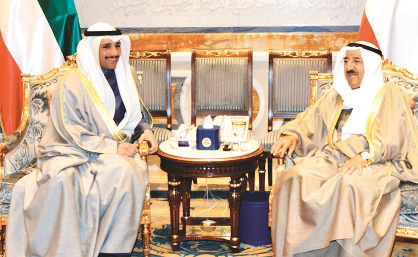 صاحب السمو الأمير الشيخ صباح الأحمد مستقبلا رئيس مجلس الأمة مرزوق الغانم﻿