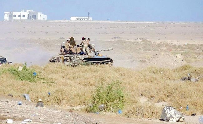 قوات من الجيش الوطني في منطقة ذباب قرب باب المندب