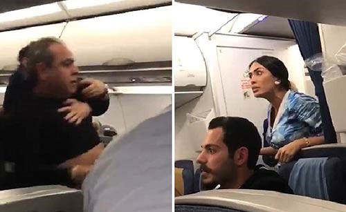بالفيديو.. شاهد لحظة تعدي راكب بالضرب على مضيفة طيران والهبوط اضطرارياً في اسطنبول!