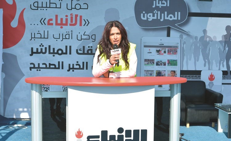 فرح البابطين متحدثة إلى الأنباء على هامش الماراثون﻿