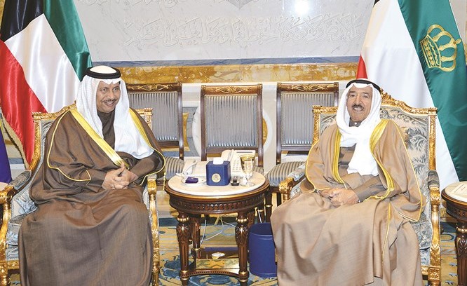 صاحب السمو الامير خلال استقباله سمو رئيس الوزراء الشيخ جابرالمبارك ﻿