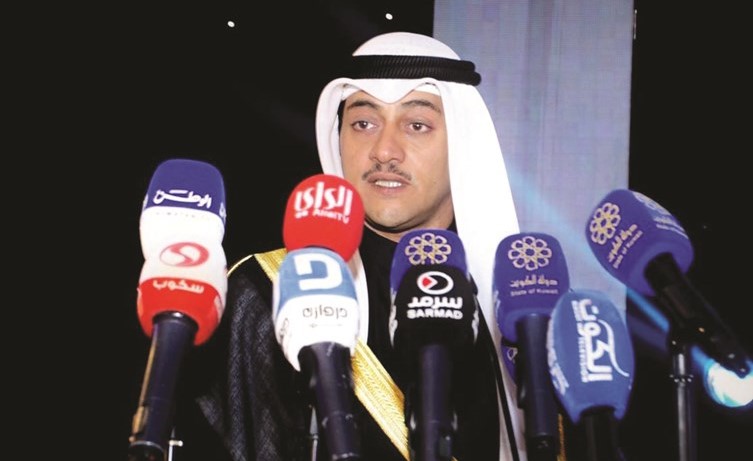 رئيس اللجنة العليا المنظمة للمعرض طلال جاسم الخرافي يلقي كلمته﻿