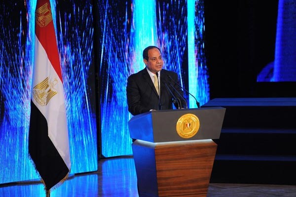 السيسي متحدثا خلال الاحتفال