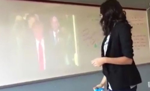 بالفيديو والصور.. وقف مدرسة أميركية عن العمل بعد تهديدها لترامب بـ «مسدس ماء»!