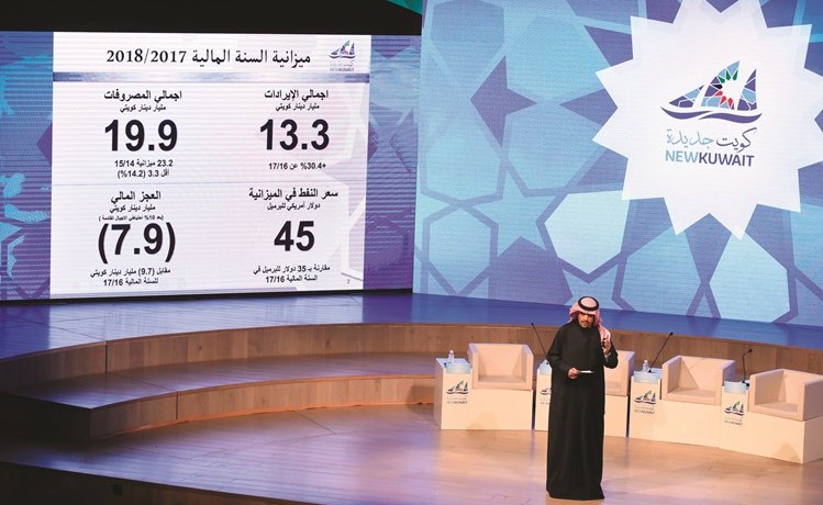 أنس الصالح في اداء مميز خلال حفل اطلاق رؤية الكويت ٢٠٣٥ حيث اكد قدرة المالية على خفض العجز والاستمرار في ميزانية توسعية بمشاريع مليارية لـ ٢٠ سنة مقبلة(احمد علي)﻿