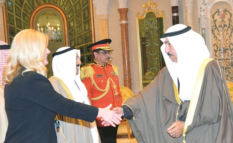 الشيخ جابر العبدالله مرحبا برئيسة كرواتيا﻿