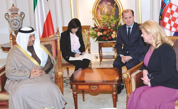 الرئيسة كوليندا غرابار كيتاروفيتش خلال اللقاء مع سمو الشيخ جابر المبارك﻿