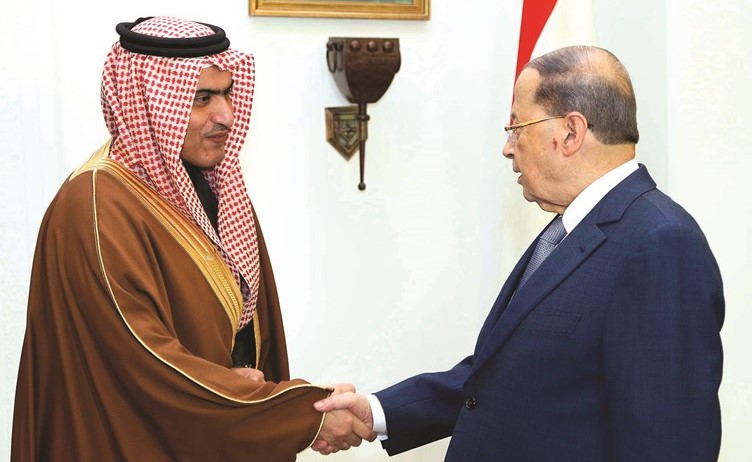 الرئيس ميشال عون مستقبلا وزير الدولة السعودي لشؤون الخليج ثامر السبهان في بعبدا	(محمود الطويل) ﻿