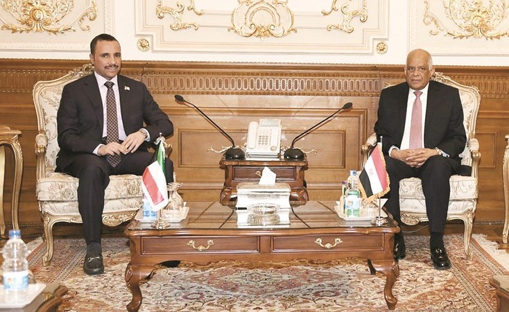 رئيس مجلس النواب المصري د.علي عبدالعال مستقبلا رئيس مجلس الأمة مرزوق الغانم في مقر البرلمان﻿