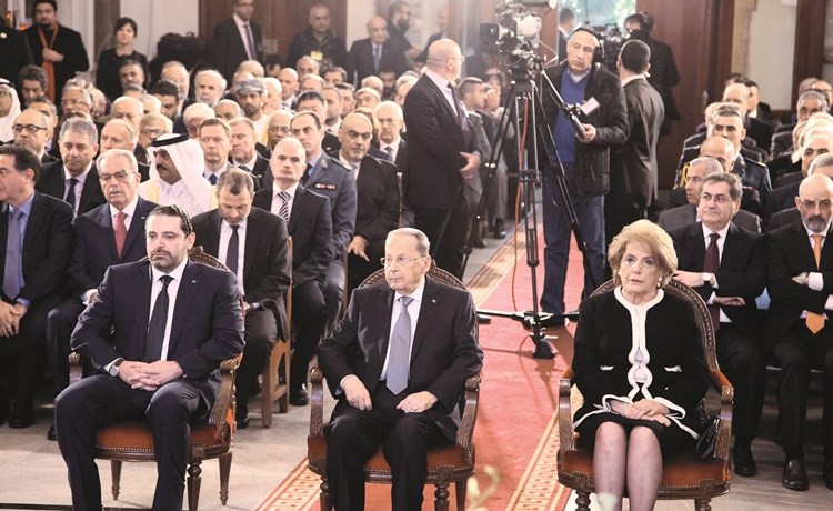 الرئيس العماد ميشال عون ورئيس الحكومة سعد الحريري خلال حضور قداس عيد مار مارون	(محمود الطويل) ﻿