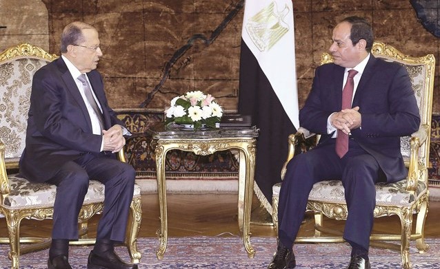 جلسة مباحثات ثنائية بين الرئيس عبدالفتاح السيسي ونظيره اللبناني ميشال عون 	(محمود الطويل)﻿