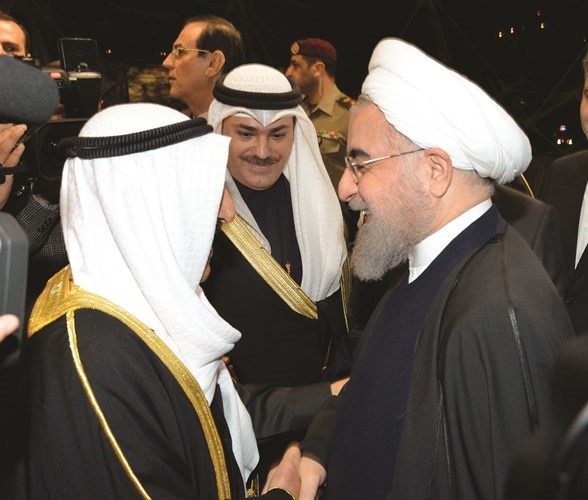 صاحب السمو الامير الشيخ صباح الاحمد في استقبال الرئيس الايراني د.حسن روحاني ﻿