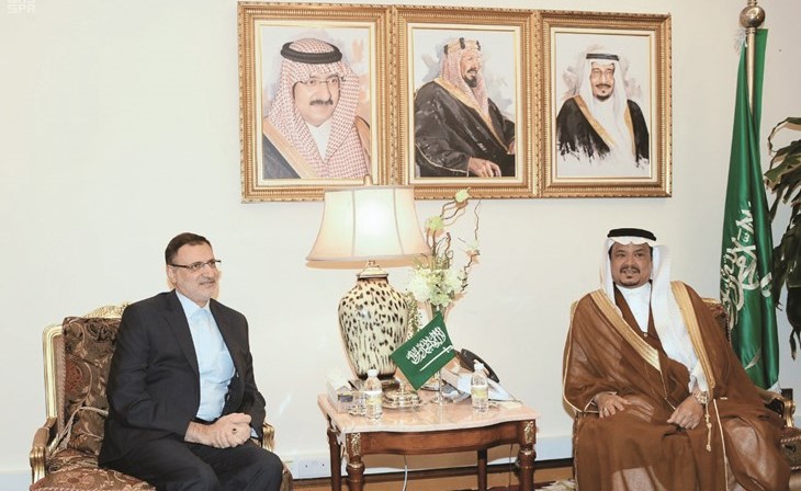 وزير الحج والعمرة السعودي د.محمد صالح بنتن خلال مباحثاته مع رئيس منظمة الحج والزيارة الإيراني د.حميد محمدي(واس) ﻿