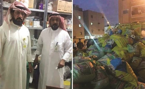 فريق البلدية خلال ضبط المواد الفاسدة﻿