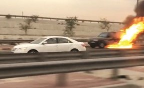 فتح تحقيق للوقوف على اسباب حريق مركبة على الدائري السادس﻿