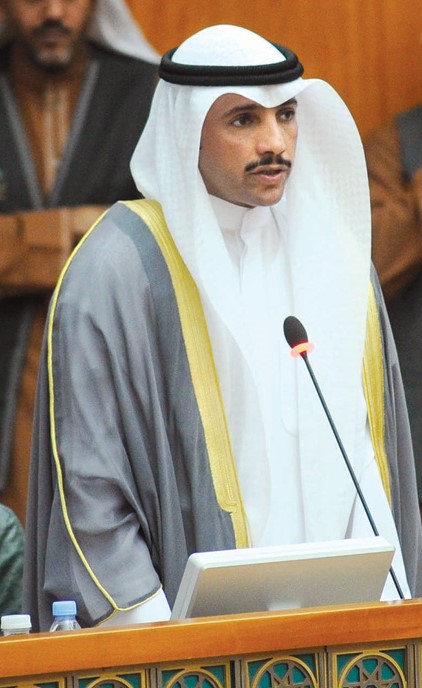 الغانم متحدثا في جلسة أمس  (هاني الشمري)