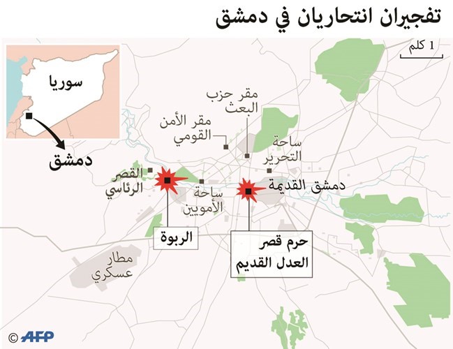 عشرات القتلى والجرحى بتفجيرين انتحاريين استهدفا القصر العدلي والربوة