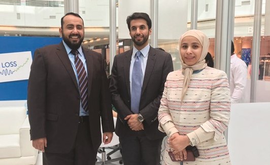د.شيخة الهاجري ود.محمد الهاجري ود.باسل الصباح خلال اليوم المفتوح﻿
