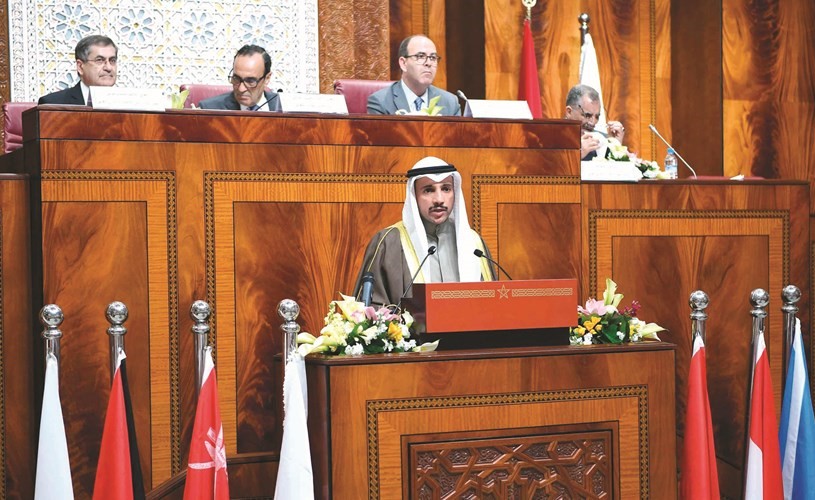 رئيس مجلس الأمة مرزوق الغانم يلقي كلمته امام المؤتمر 24 للاتحاد البرلماني العربي المنعقد حاليا في المغرب
