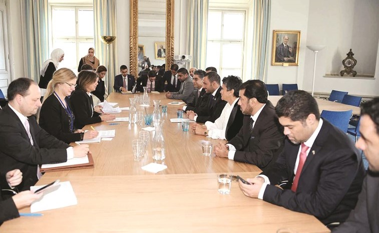 جانب من اجتماع الوفد البرلماني الكويتي مع نائبة رئيس وزراء السويد ايزابيلا لوفين﻿