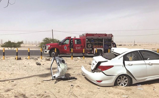 المركبة بعد انقلابها على طريق السلمي﻿
