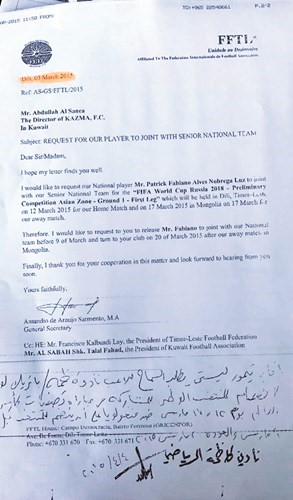 تيمور الشرقية تطلب مشاركة فابيانو مع منتخب بلاده﻿
