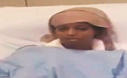 الخادمة الاثيوبية اثناء حديثها لـ العربية في المستشفى﻿