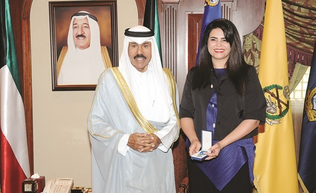 سمو ولي العهد الشيخ نواف الأحمد مستقبلا د.العنود الشارخ﻿