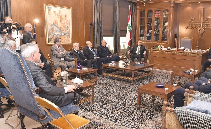 رئيس مجلس النواب نبيه بري خلال لقاء الاربعاء النيابي في عين التينة (محمود الطويل)﻿