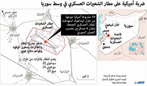 تحول كبير في مسار الأزمة السورية: ترامب يمطر «الشعيرات» بـ 59 صاروخاً