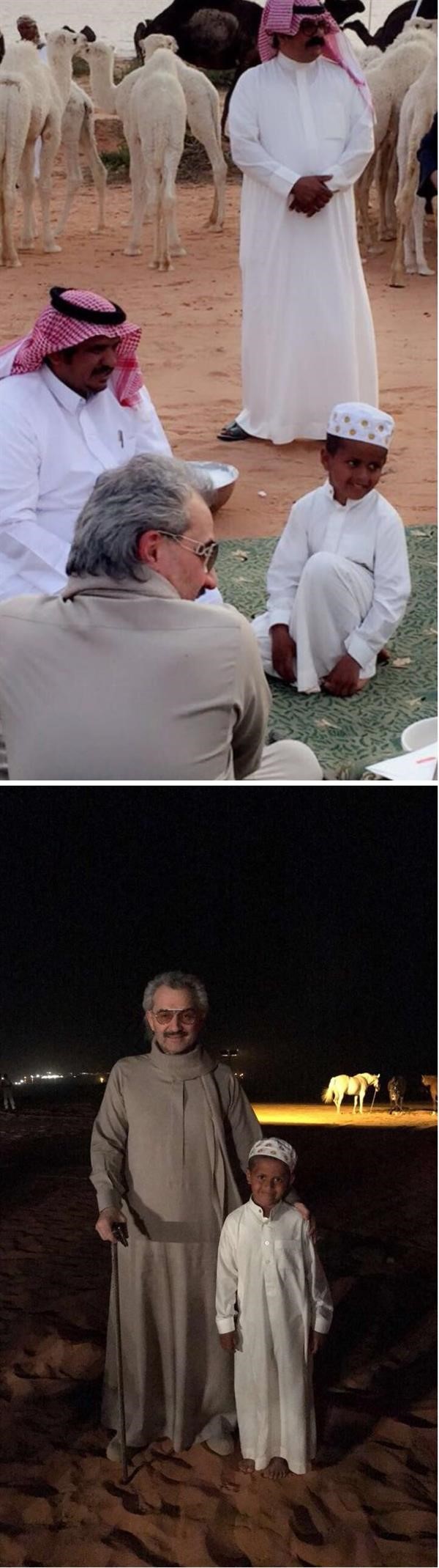 بعد انتشار مقطعه.. الأمير الوليد بن طلال يلتقي بالطفل "السحلي"